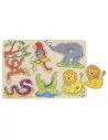 Dřevěné zvukové puzzle zvířat ze ZOO, pro děti od 1 roku.