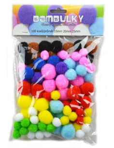Play Box Bambulky různé velikosti 100 ks- základní barvy