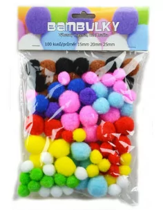 Play Box Bambulky různé velikosti 100 ks- základní barvy