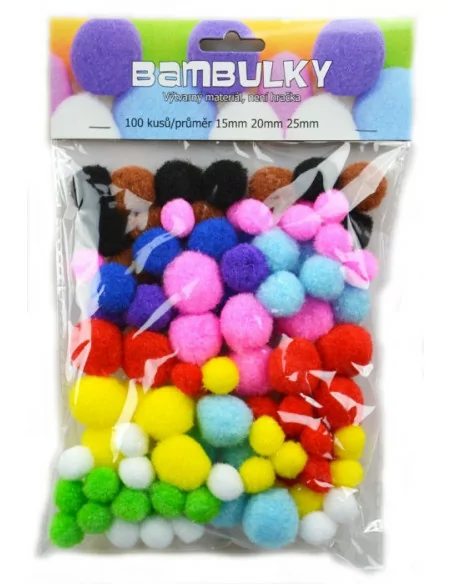 Play Box Bambulky různé velikosti 100 ks- základní barvy