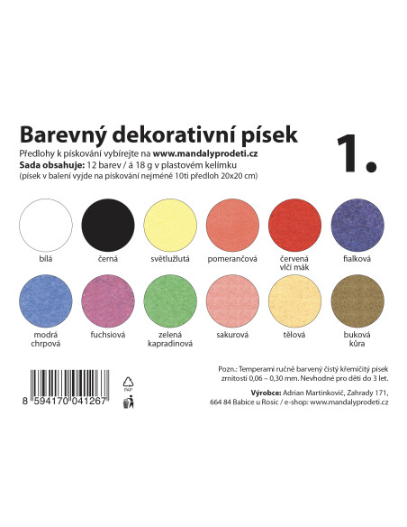 Mandaly pro děti Sada písků č. 1/ 12 barev