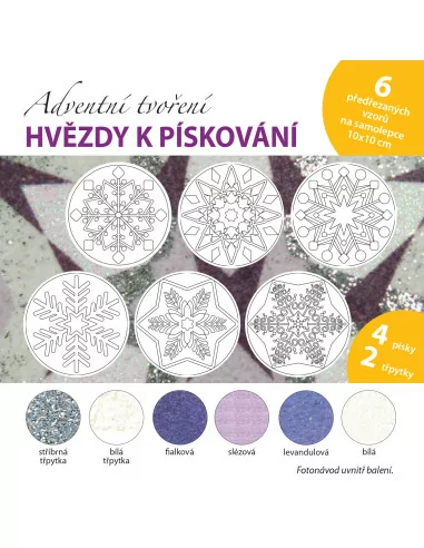 Mandaly pro děti Hvězdy k pískování, fialovostříbrné