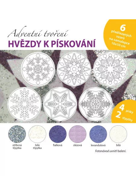 Mandaly pro děti Hvězdy k pískování, fialovostříbrné