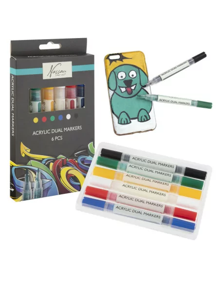 CreaToys Akrylové oboustranné fixy, 6 ks