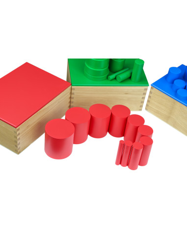 Montessori Barevné válečky bez úchytů z bukového dřeva