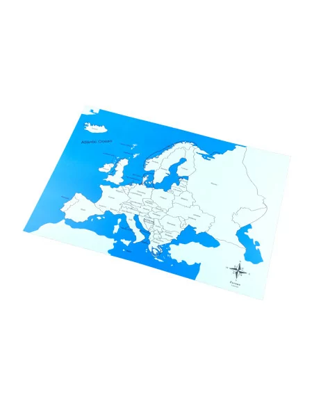 Montessori Kontrolni mapa - Evropa Nova - s popisky