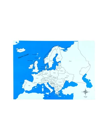 Montessori Kontrolni mapa - Evropa Nova - s popisky