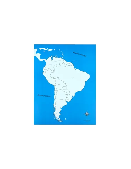 Moyo Montessori Kontrolní mapa - Jižní Amerika Nová - s popisky
