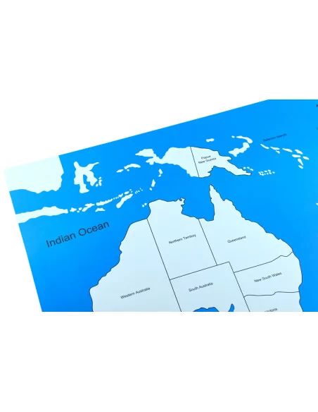 Moyo Montessori Kontrolní mapa - Australie Nová - s popisky