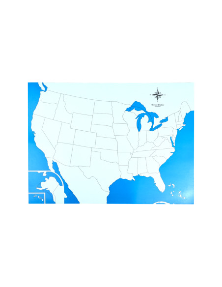Montessori Kontrolni mapa - USA Nova - bez popisku