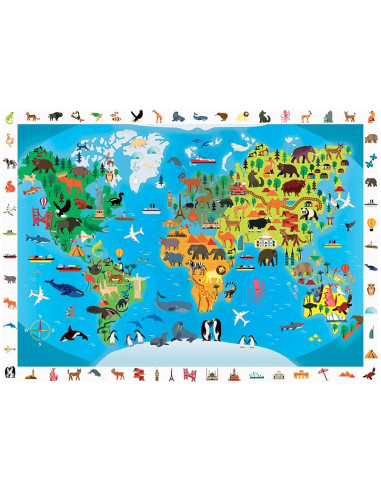 Sentosphere Puzzle - mapa světa se zvířaty