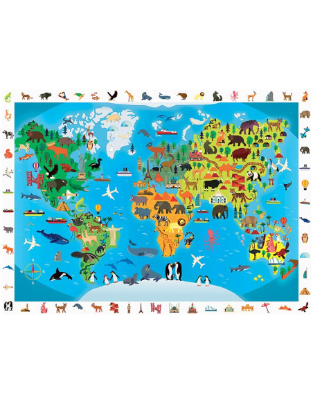 Sentosphere Puzzle - mapa světa se zvířaty