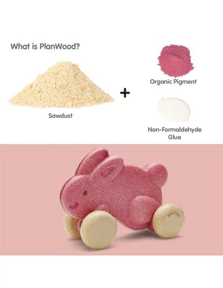 PlanToys Králíček na kolečkách - růžový
