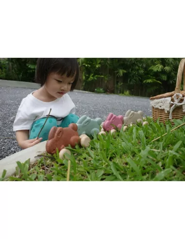 PlanToys Králíček na kolečkách - růžový