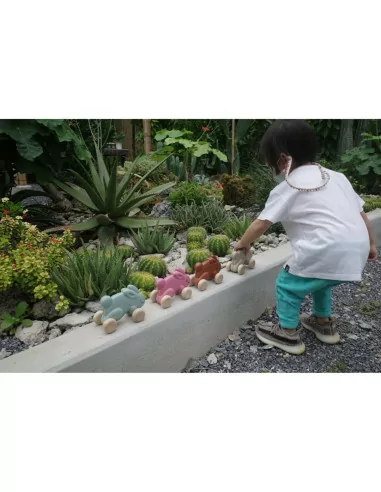 PlanToys Králíček na kolečkách - růžový