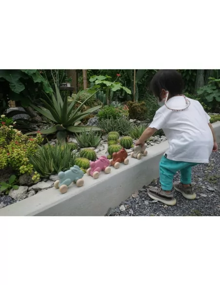 PlanToys Králíček na kolečkách - růžový