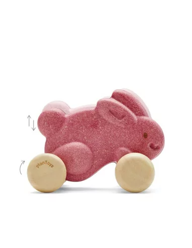 PlanToys Králíček na kolečkách - růžový