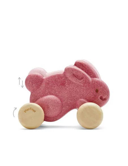 PlanToys Králíček na kolečkách - růžový