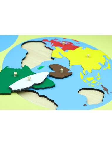 Montessori Puzzle - mapa sveta - bez ramecku