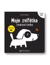 Kontrastní zvuková kniha s motivem zvířátek a jejich hlasů, vhodná pro děti již od narození.