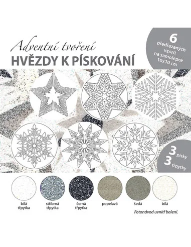 Sada mandaly - Hvězdy k pískování, stříbrné