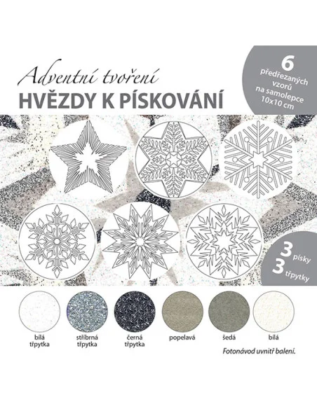 Sada mandaly - Hvězdy k pískování, stříbrné