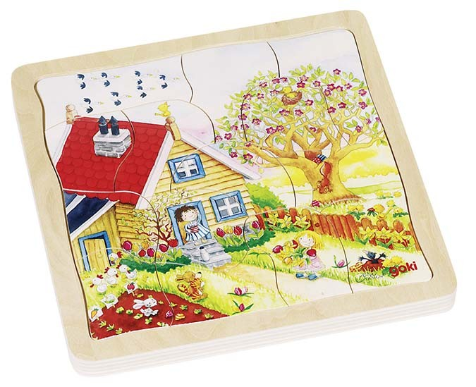 Goki Dřevěné puzzle 4 vrstvy ROČNÍ OBDOBÍ