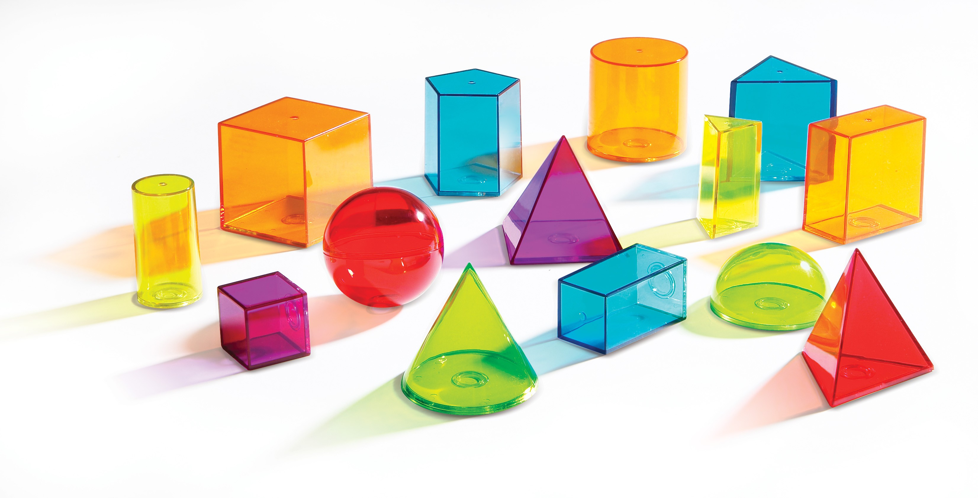 Learning Resources Průhledná barevná geometrická tělesa