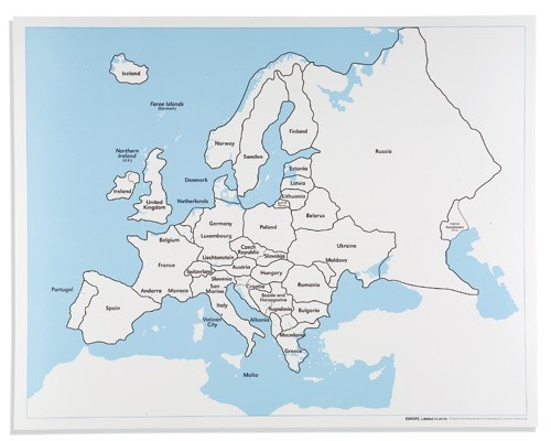 Nienhuis - Kontrolní mapa - Evropa - s popisky