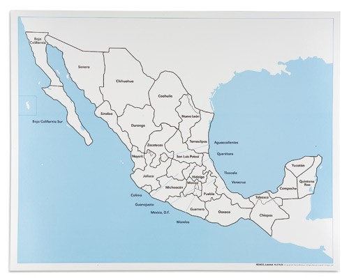 Nienhuis - Kontrolní mapa Mexika - s popisky
